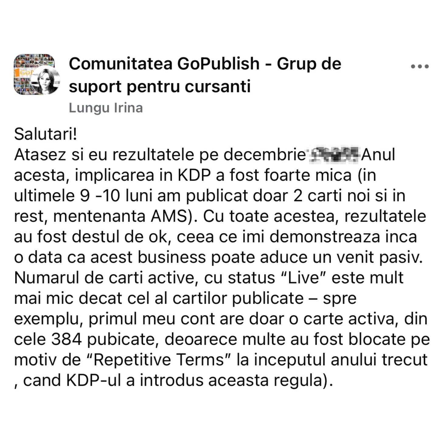 Mesaj din comunitatea GoPublish 1