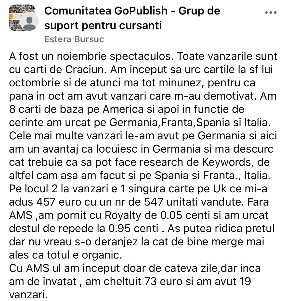 Mesaj din comunitatea GoPublish 11