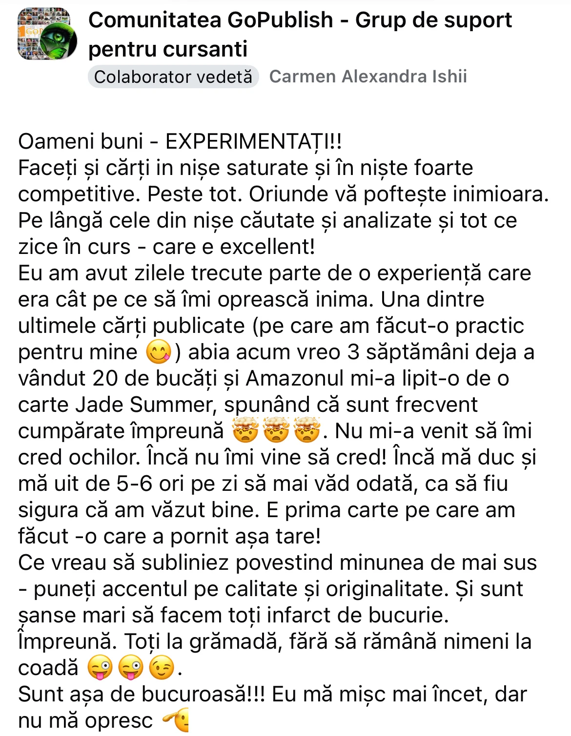 Mesaj din comunitatea GoPublish 12