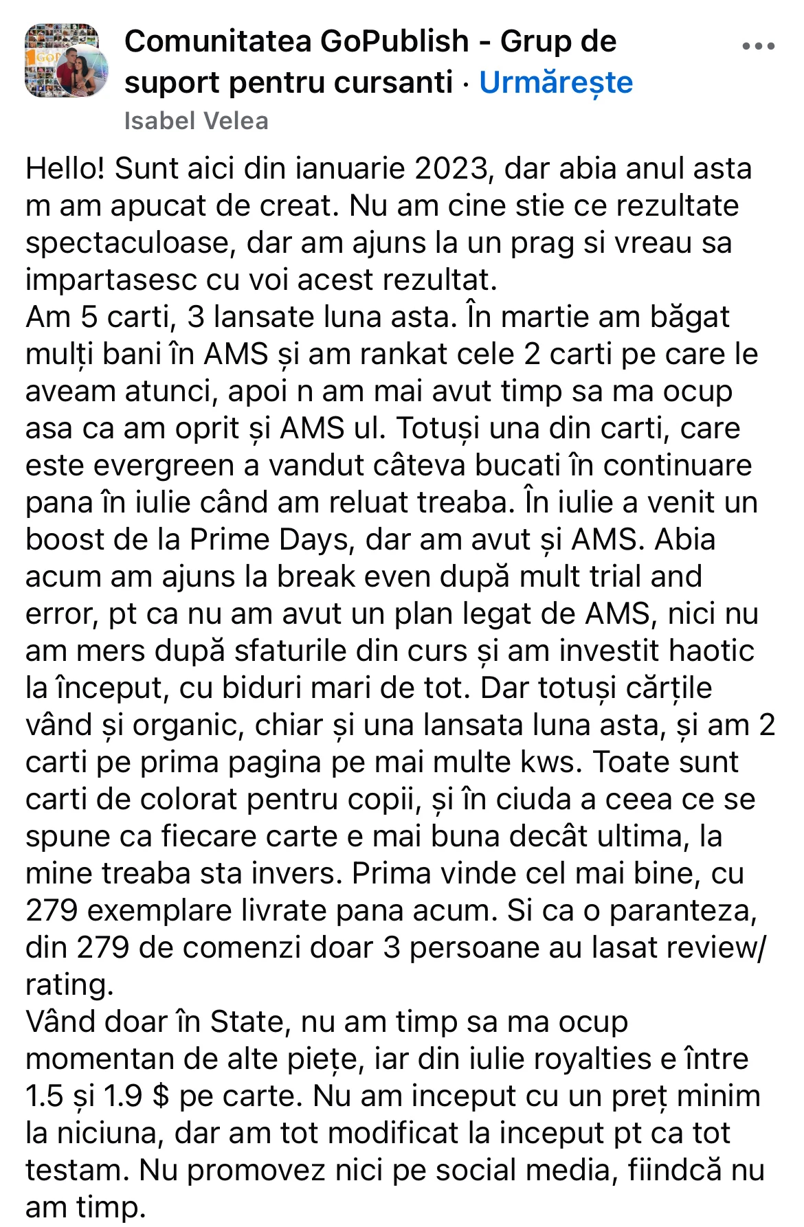 Mesaj din comunitatea GoPublish 2
