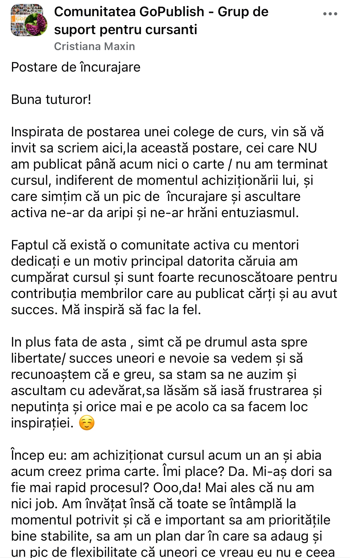 Mesaj din comunitatea GoPublish 5