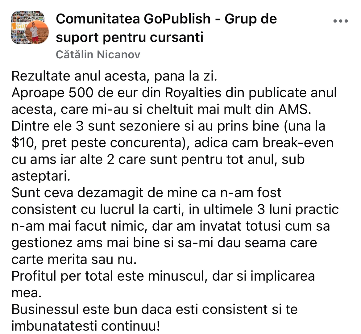 Mesaj din comunitatea GoPublish 7